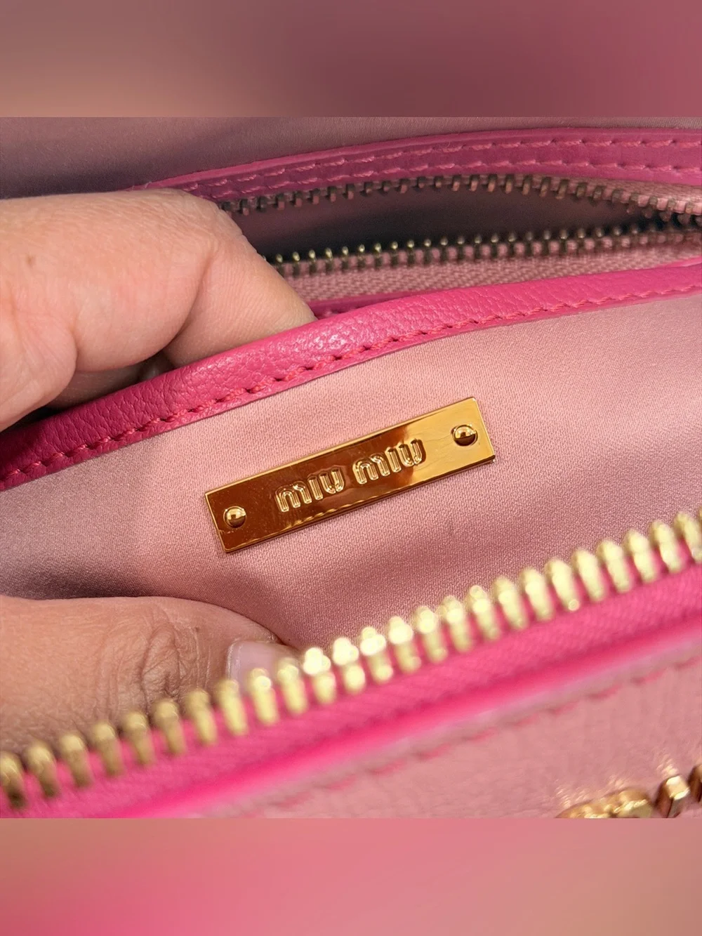 Miu Miu Two-Tone Pink Leather Satchel Crossbody Bag Gold Hardware Made Italy